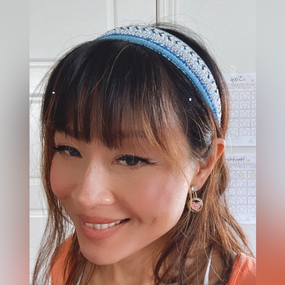 Boho Faux Pearl Sequin Braided Headband - Picture 7 of 7